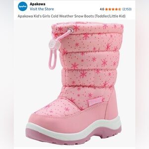 Apakowa Pink Snow Boots for Kids